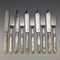 1923 British Antique Fish Cutlery 5 Pair Set White Pearl Handle Sterling Silver Blade Allen & Darwin