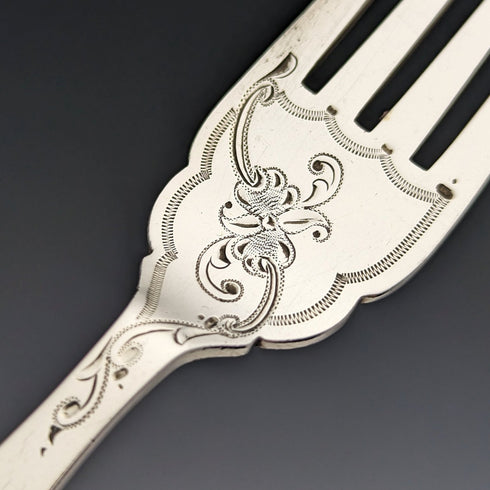 1923 British Antique Fish Cutlery 5 Pair Set White Pearl Handle Sterling Silver Blade Allen & Darwin