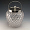 1912年 英国アンティーク カットガラス ビスケットバレル 純銀蓋 Goldsmiths & Silversmiths