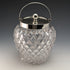 1912年 英国アンティーク カットガラス ビスケットバレル 純銀蓋 Goldsmiths & Silversmiths