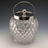 1912年 英国アンティーク カットガラス ビスケットバレル 純銀蓋 Goldsmiths & Silversmiths