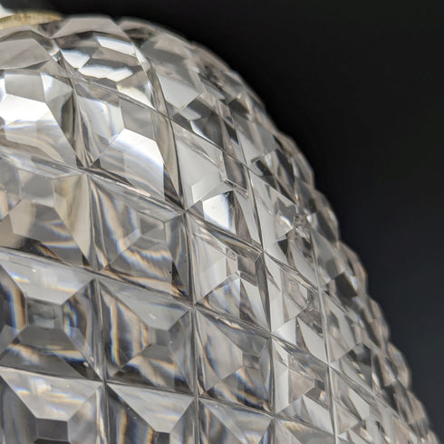 1912年 英国アンティーク カットガラス ビスケットバレル 純銀蓋 Goldsmiths & Silversmiths