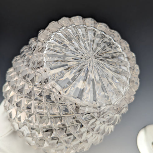 1912年 英国アンティーク カットガラス ビスケットバレル 純銀蓋 Goldsmiths & Silversmiths
