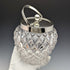 1912年 英国アンティーク カットガラス ビスケットバレル 純銀蓋 Goldsmiths & Silversmiths
