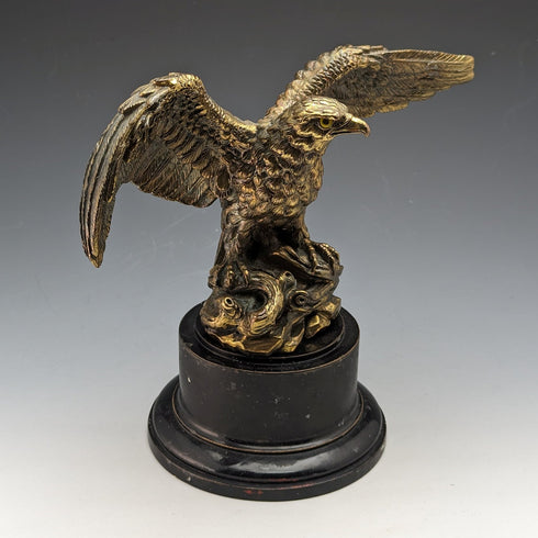 ヴィンテージ ゴールドプレート イーグル フィギュリン 木製土台