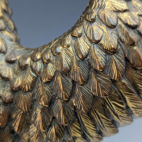 Vintage Gold Plated Eagle Figurine Wooden Base