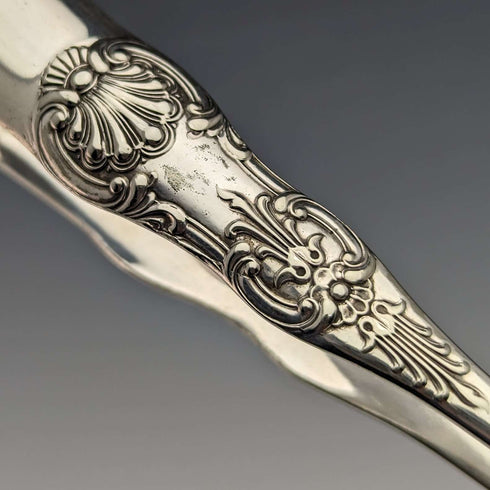 British Antique Silver Plated Queen's Pattern Sugar Tongs Martin Hall