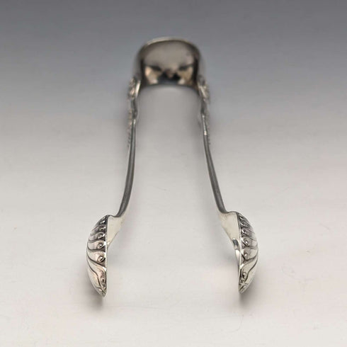 British Antique Silver Plated Queen's Pattern Sugar Tongs Martin Hall