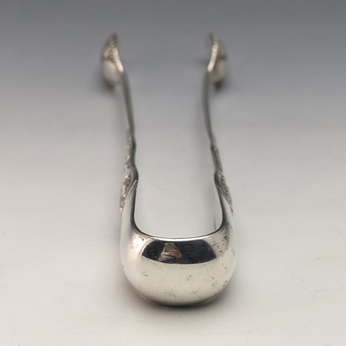 British Antique Silver Plated Queen's Pattern Sugar Tongs Martin Hall