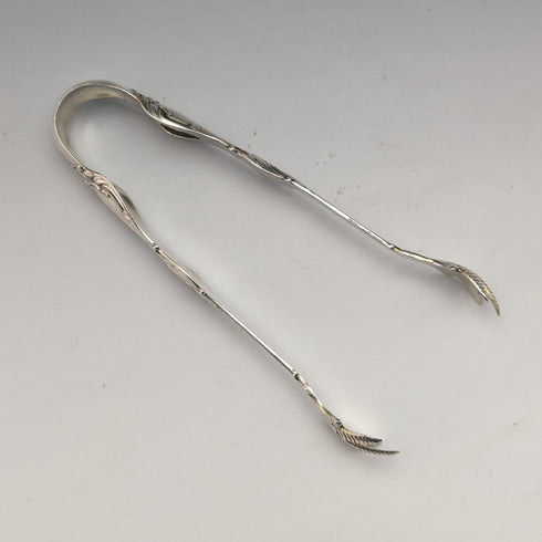 Circa 1905 US Antique Sterling Silver Crow Hand Sugar Tongs 29g MANCHESTER MFG