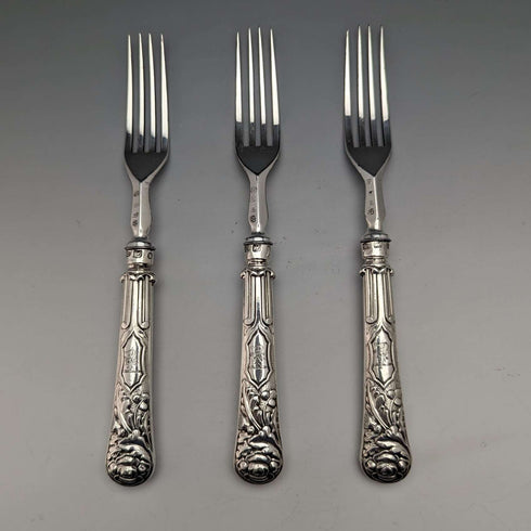 1830年 英国アンティーク 純銀ハンドル フォーク3本セット John Rodgers & Sons