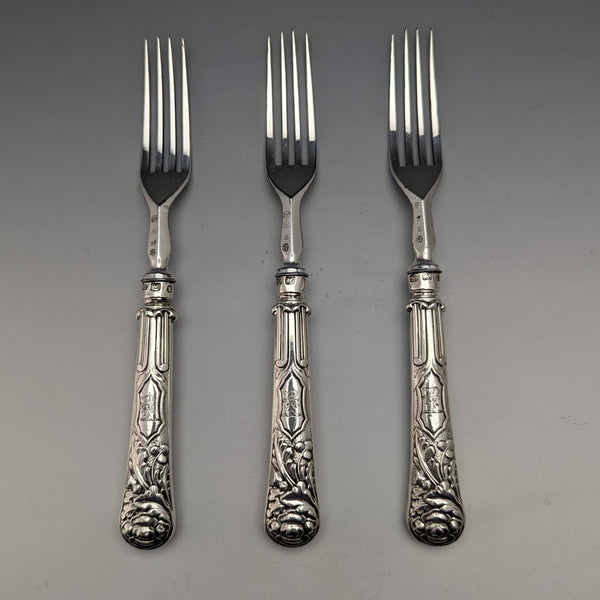 1830年 英国アンティーク 純銀ハンドル フォーク3本セット John Rodgers & Sons