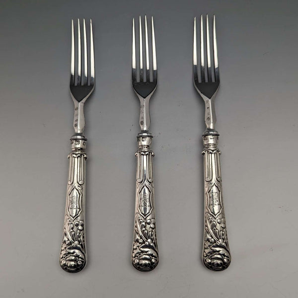 1830年 英国アンティーク 純銀ハンドル フォーク3本セット John Rodgers & Sons