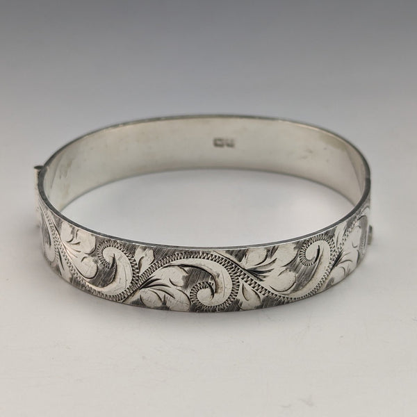 1975 British Vintage Sterling Silver Engraved Bracelet 26g Bracelon Ltd