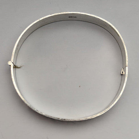 1975年 英国ヴィンテージ 純銀製 彫刻ブレスレット 26g Bracelon Ltd