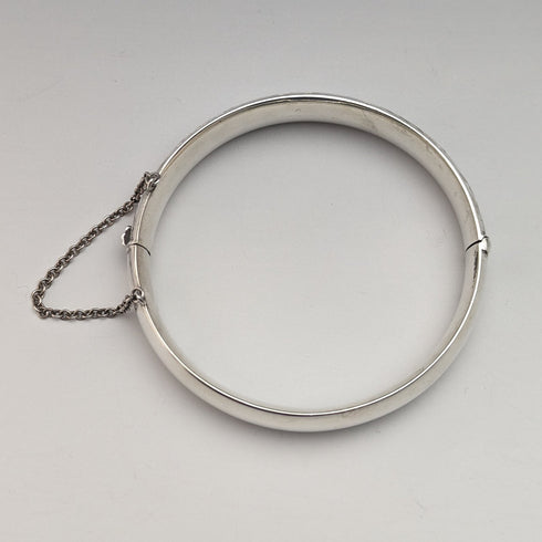 米国ヴィンテージ 純銀製製 花彫刻ブレスレット 20g Wyanco Ronald J Harrisburg