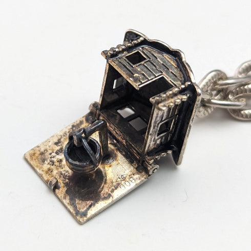 British vintage sterling silver charm bracelet 19g