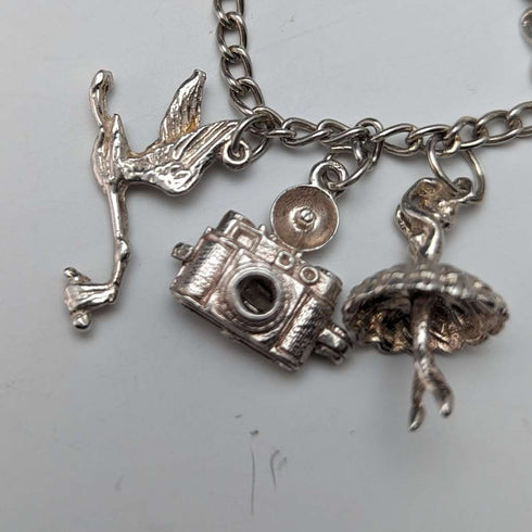 英国ヴィンテージ 純銀製 チャームブレスレット 35g