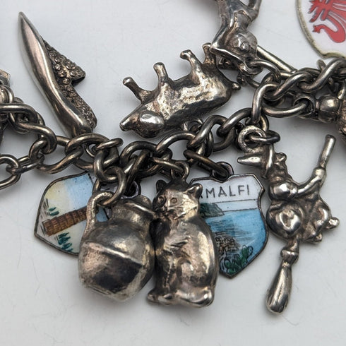 英国ヴィンテージ 純銀製 チャームブレスレット 79g