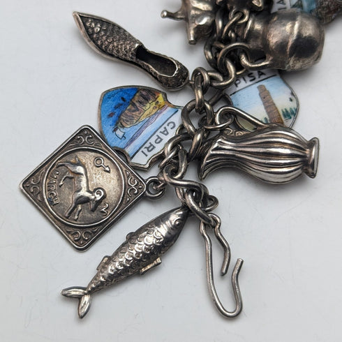 英国ヴィンテージ 純銀製 チャームブレスレット 79g