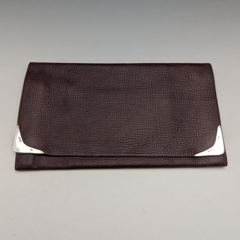 1933年 英国ヴィンテージ 純銀装飾 レザーウォレット 長財布 B&T