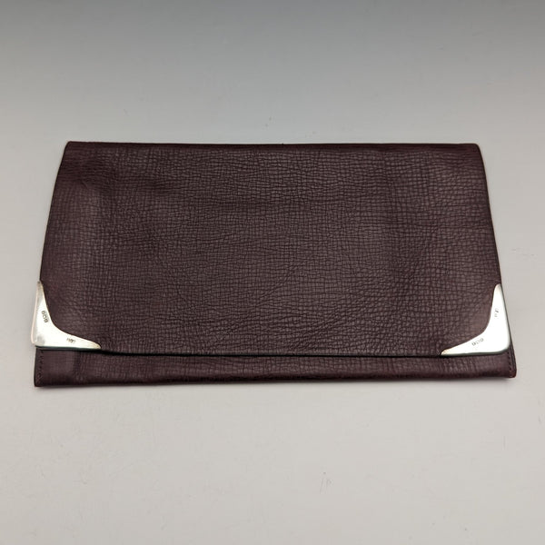 1933年 英国ヴィンテージ 純銀装飾 レザーウォレット 長財布 B&T