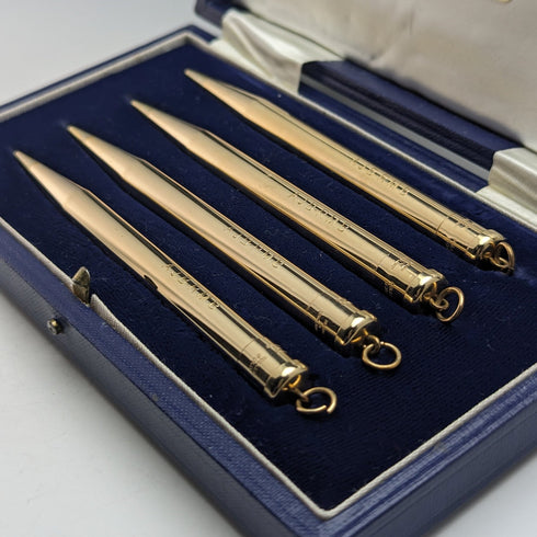 英国ヴィンテージ ヤード・オ・レッド ロールドゴールド製 推進式ペンシル 4本セット 箱入り