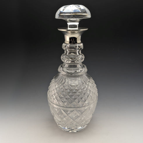 1964 British Vintage Sterling Silver Decorated Glass Decanter Preece & Willicombe
