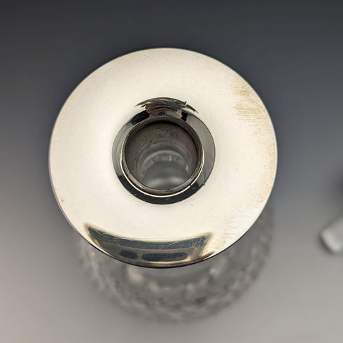 1964 British Vintage Sterling Silver Decorated Glass Decanter Preece & Willicombe