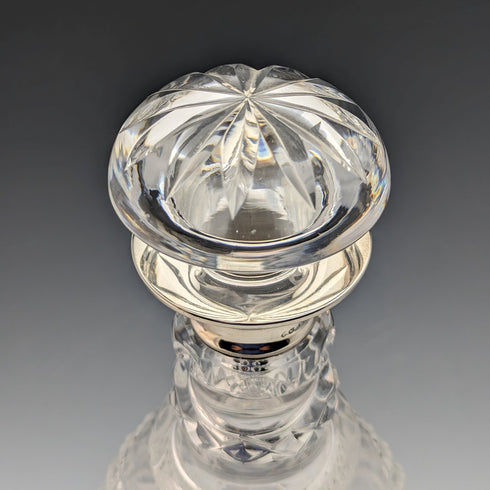 1964 British Vintage Sterling Silver Decorated Glass Decanter Preece & Willicombe