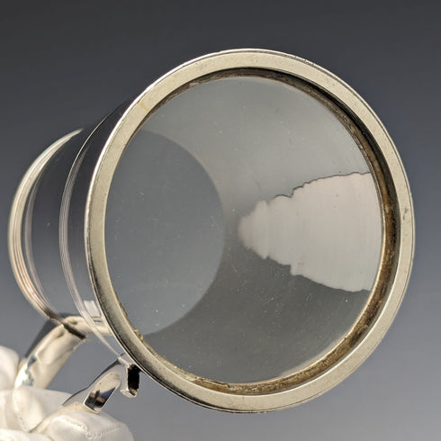 英國古董鍍銀玻璃底馬克杯