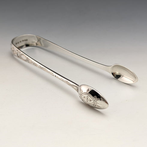1871 British Antique Sterling Silver Sugar Tongs 41g Scotland R Stewart