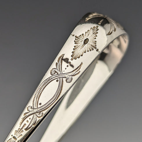 1871 British Antique Sterling Silver Sugar Tongs 41g Scotland R Stewart