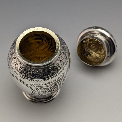 1871年 英国ヴィンテージ 純銀製 ペペレット 調味料入れ 58g Walter & John Barnard