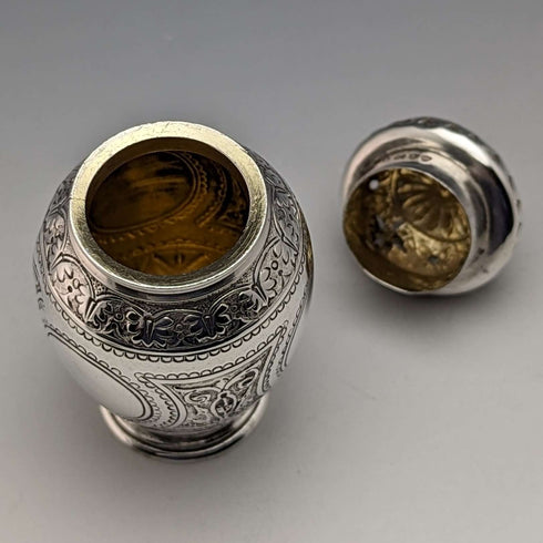 1871年 英国ヴィンテージ 純銀製 ペペレット 調味料入れ 58g Walter & John Barnard