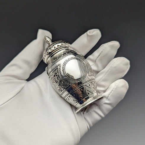 1871年 英国ヴィンテージ 純銀製 ペペレット 調味料入れ 58g Walter & John Barnard