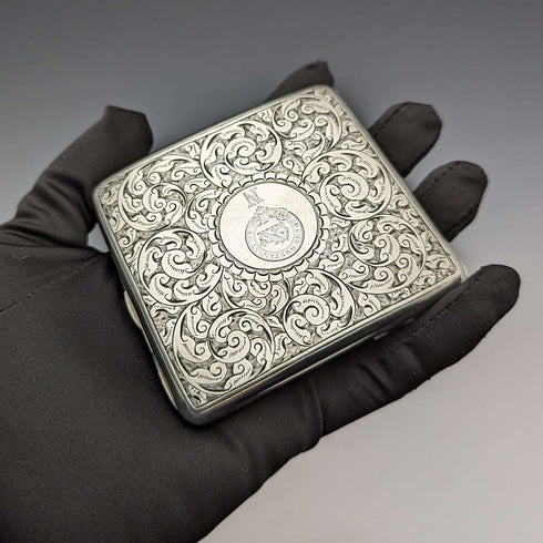 1898年 英国アンティーク 純銀製シガレットケース 96g George Unite