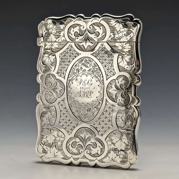 1872年 英国アンティーク 純銀製カードケース 54g FREDERICK MARSON