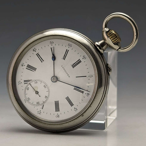 1897年頃 アンティーク ロンジン 懐中時計 クリスタルパック オープンフェース 動作良好
