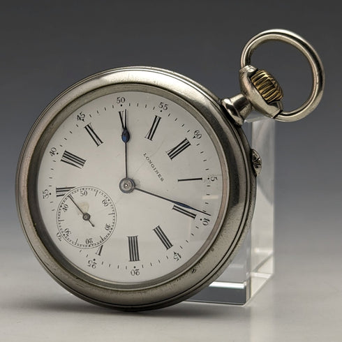 1897年頃 アンティーク ロンジン 懐中時計 クリスタルパック オープンフェース 動作良好