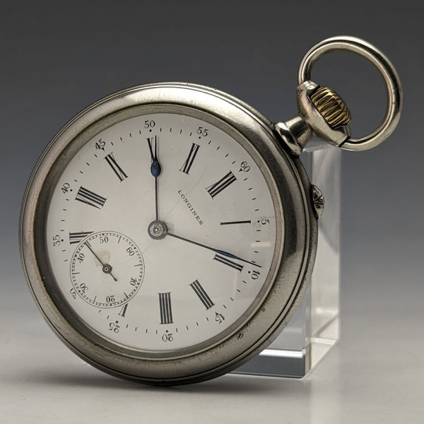 1897年頃 アンティーク ロンジン 懐中時計 クリスタルパック オープンフェース 動作良好