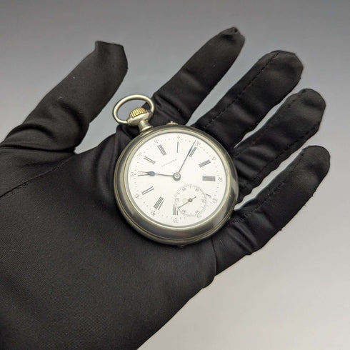 1897年頃 アンティーク ロンジン 懐中時計 クリスタルパック オープンフェース 動作良好