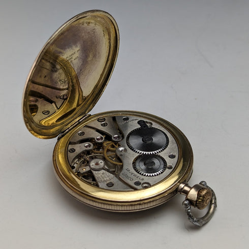 アンティーク スイス LANCO 懐中時計 アールデコ金張りケース 動作良好