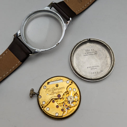 英国ヴィンテージ J.W.ベンソン 腕時計 SMITHムーブメント デニソンケース 動作良好