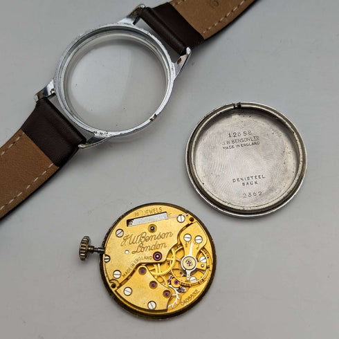 英国ヴィンテージ J.W.ベンソン 腕時計 SMITHムーブメント デニソンケース 動作良好