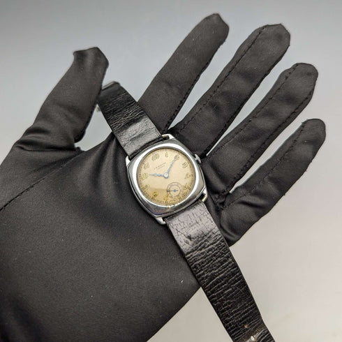 1920年代 英国アンティーク J.W.ベンソン 腕時計 クッションケース 動作良好