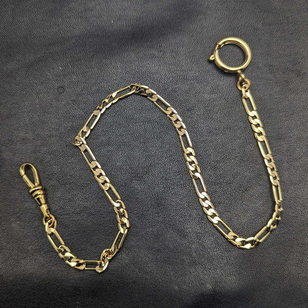 K24 Gold Plated Pull Ring Type Albert Chain Fancy Link