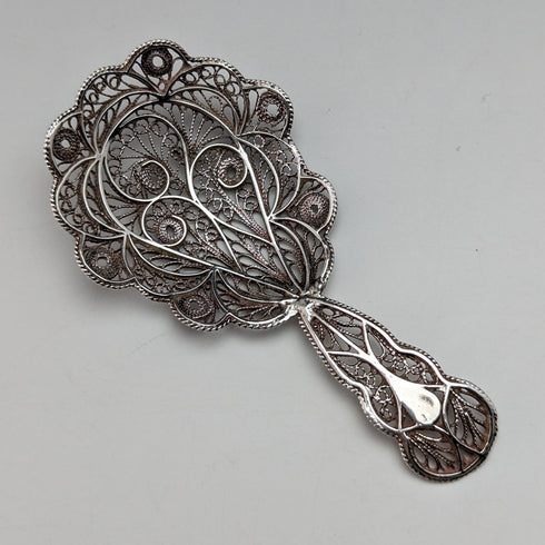 British Vintage Sterling Silver Filigree Tea Caddy Spoon