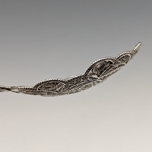 British Vintage Sterling Silver Filigree Tea Caddy Spoon