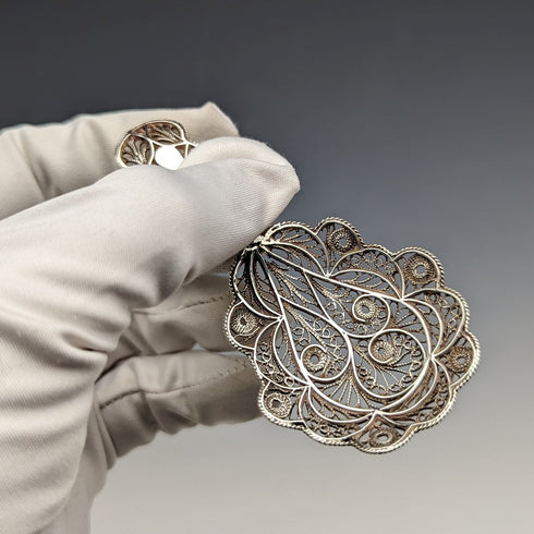 British Vintage Sterling Silver Filigree Tea Caddy Spoon